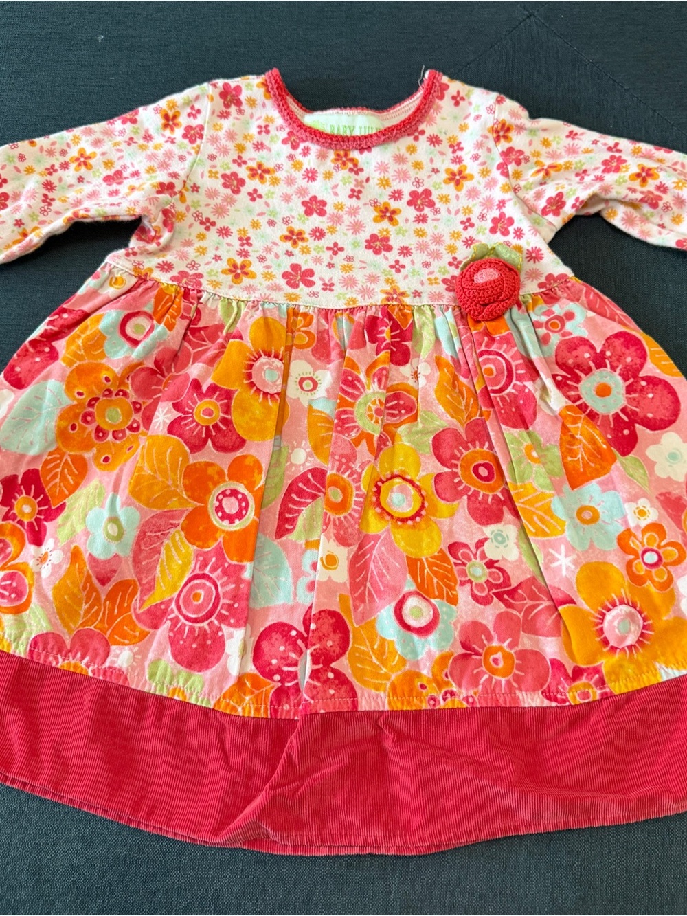 Baby Lulu Girls Floral Long-Sleeve Casual Dress - Pink & Orange Sz 2T